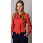 Rote Gepunktete Elegante Langärmelige Festliche Blusen mit Knopf aus Satin für Damen Größe XS 