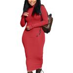 Aprikose Bestickte Sexy Langärmelige Maxi Herbstkleider mit Reißverschluss aus Polyester für Damen Größe M für den für den Herbst 