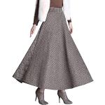 Khakifarbene Hahnentritt Casual Maxi Maxiröcke aus Wolle für Damen Größe XL für Partys für den für den Winter 