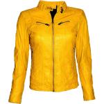 Gelbe Zimmert Ledermoden Stehkragen Übergangsjacken mit Reißverschluss aus Leder für Damen für den für den Herbst 