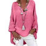 Korallenrote Vintage Schulterfreie Tunika-Blusen mit Knopf aus Chiffon für Damen Größe XXL Große Größen für den für den Herbst 