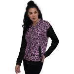 Silberne Leo-Look Streetwear Bomberjacken mit Leopard-Motiv mit Reißverschluss aus Polyester für Damen Größe XS 