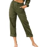 Damen Loose Fit Einfarbige Gerade Hose Sport Casual Pocket Bottom,Farbe:Grün,Größe:5Xl