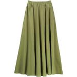 Hellgrüne Unifarbene Vintage Maxi Leinenröcke aus Baumwolle für Damen 