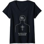 Schwarze Marilyn Manson V-Ausschnitt T-Shirts für Damen Größe S 