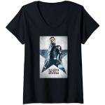 Schwarze Captain America V-Ausschnitt T-Shirts für Damen Größe S für den für den Winter 