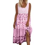 Rosa Elegante Ärmellose Maxi Sommerkleider Gesmokte für Damen Größe XL für Partys für den für den Sommer 