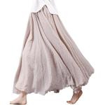 Beige Unifarbene Elegante Maxi Leinenröcke aus Baumwolle für Damen Größe XS 