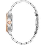 Silberne Elegante Bulova Runde Automatik Damenarmbanduhren aus Edelstahl mit Analog-Zifferblatt mit Saphirglas-Uhrenglas mit Spangenarmband 