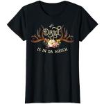 Schwarze Vintage T-Shirts mit Hirsch-Motiv für Damen Größe S zum Oktoberfest 