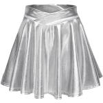 Silberne Skater Festliche Röcke mit Glitzer mit Reißverschluss aus Viskose für Damen Größe XS für Festivals 