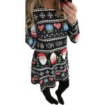 Schwarze Oversize Langärmelige Minikleider & kurze Kleider aus Polyester für Damen Größe 4 XL Weihnachten für den für den Herbst 