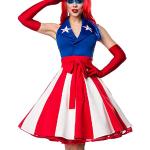 Damen Miss America Outfit Kostüm Verkleidung mit Kleid im USA Flaggen Look und Handschuhe in bunt XXL