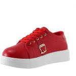 Rote Low Sneaker mit Strass aus Leder rutschfest für Damen Größe 37,5 