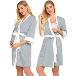Graue Casual Mini Schulterfreie Stillnachthemden aus Softshell für Damen Größe M Große Größen für den für den Herbst 