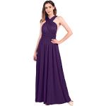Dunkellilane Elegante Maxi V-Ausschnitt Abendkleider rückenfrei für Damen Größe XS für Brautjungfern für den für den Sommer 