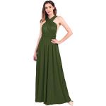 Reduzierte Dunkelgrüne Elegante Maxi V-Ausschnitt Abendkleider rückenfrei für Damen Größe S für den für den Sommer 