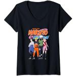 Schwarze Naruto V-Ausschnitt T-Shirts für Damen Größe S 