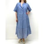 Blaue Boho Made In Italy Maxi Sommerkleider aus Baumwolle für Damen Größe M für den für den Sommer 