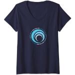 Blaue New Zealand Auckland | NZA V-Ausschnitt T-Shirts für Damen Größe S 