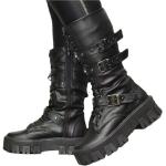 Reduzierte Schwarze Gothic Plateauabsatz Stiefeletten & Boots mit Nieten mit Nieten mit Reißverschluss aus Kunstleder für Damen 