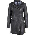 Schwarze Gipsy Bio Maxi Kurze Lederjacken mit Reißverschluss aus Nubukleder für Damen Größe M 
