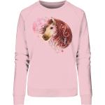 Pinke Langärmelige Bio Damensweatshirts aus Frottee Größe M 