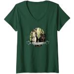 Grüne Outlander V-Ausschnitt T-Shirts für Damen Größe S 
