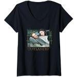 Schwarze Outlander V-Ausschnitt T-Shirts für Damen Größe S 