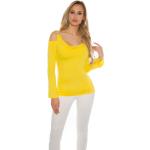 Gelbe Langärmelige Schulterfreie Off Shoulder Shirts & Schulterfreie Shirts für Damen Größe XS für Partys 