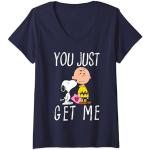 Blaue Die Peanuts Charlie Brown V-Ausschnitt T-Shirts für Damen Größe S 