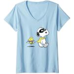 Blaue Die Peanuts Snoopy V-Ausschnitt T-Shirts für Damen Größe S 