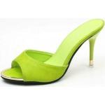 Grüne Offene Kitten-Heel-Absatz Slingback Pumps aus Kunstleder für Damen Größe 40,5 
