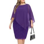 Violette Pin Up Midi Chiffon-Abendkleider aus Chiffon für Damen Übergrößen Große Größen 