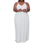 Weiße Sexy Ärmellose Maxi Sommerkleider mit Meer-Motiv aus Polyester für Damen Größe 4 XL Große Größen für den für den Sommer 
