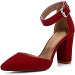 Rote Spitze High Heels & Stiletto-Pumps mit Riemchen aus Samt für Damen Größe 42,5 für Partys 