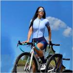 Damen Radtrikot Set, Triathlon Einteiler Bodysuit, Schnell Trockend Radtrikot Kurzarm + Radhose mit Sitzpolster Fahrradbekleidung (13,M)