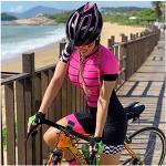 Damen Radtrikot Set, Triathlon Einteiler Bodysuit, Schnell Trockend Radtrikot Kurzarm + Radhose mit Sitzpolster Fahrradbekleidung (15,M)