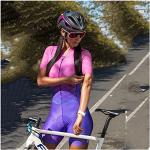 Damen Radtrikot Set, Triathlon Einteiler Bodysuit, Schnell Trockend Radtrikot Kurzarm + Radhose mit Sitzpolster Fahrradbekleidung (10,S)
