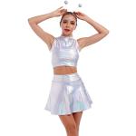 Reduzierte Silberne Mini Sexy Kostüme aus Leder für Damen Größe L 