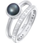 Silberne Nenalina Memoire Ringe mit Zirkonia handgemacht für Damen 2-teilig 