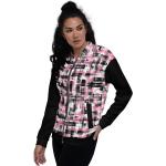 Pinke Streetwear Bomberjacken mit Reißverschluss aus Fleece für Damen Größe XS 