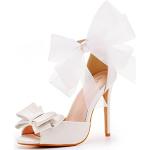 Weiße Elegante Offene High Heels & Stiletto-Pumps mit Riemchen für Damen Größe 44 für die Braut 