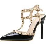 Schwarze Elegante High Heels & Stiletto-Pumps mit Nieten für Damen Größe 37 zur Hochzeit 