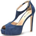Reduzierte Blaue Elegante Evita Shoes BEPPINA Damensandaletten für den für den Sommer 