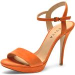 Reduzierte Orange Evita Shoes VALERIA Damensandaletten mit Riemchen aus Veloursleder für den für den Sommer 