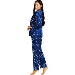Damen Satin Pyjama Set Schlafanzug Blau Large