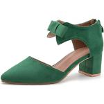 Grüne Elegante Spitze Kitten-Heel-Absatz Damenpumps aus Veloursleder leicht Größe 41 zur Hochzeit 