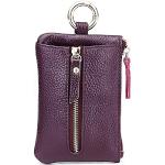Violette Damenschlüsseletuis & Damenschlüsseltaschen mit Reißverschluss aus Rindsleder klein 