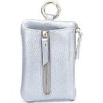 Silberne Damenschlüsseletuis & Damenschlüsseltaschen mit Reißverschluss aus Rindsleder klein 